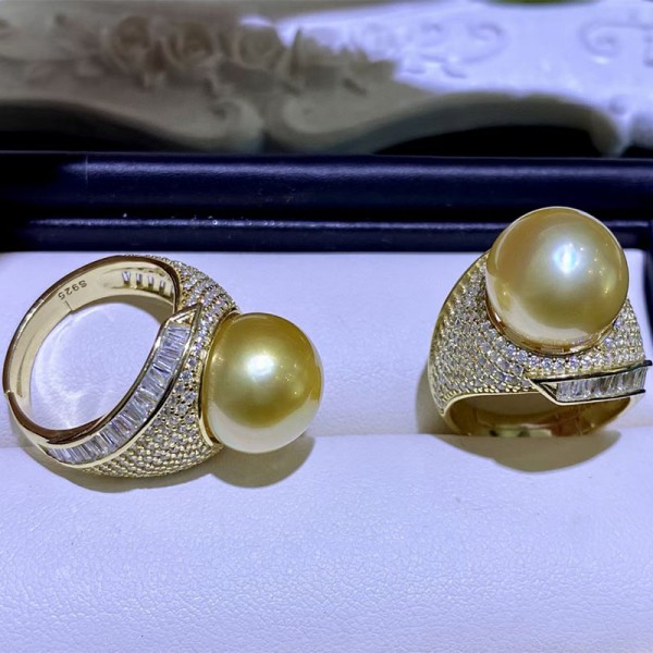 S925 SOUTH GOLDEN PEARL RING