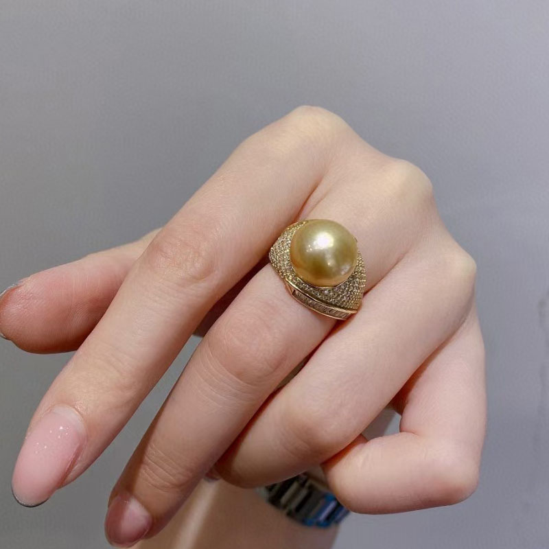 S925 SOUTH GOLDEN PEARL RING 