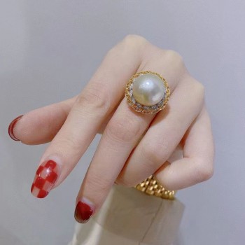 Double color S925 sterling silver pearl ring 