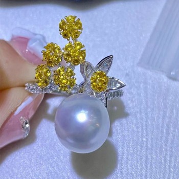 S925 sterling silver desigable flower australian pearl ring   