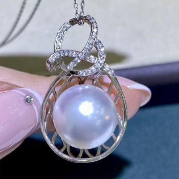  S925 sterling silver  australian white  pearl pendant 