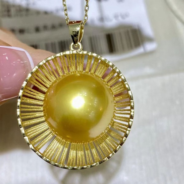 S925 sterling silver with Nanyang gold pearl pendant 